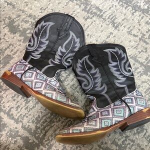 Black and Patterned Cowboy Boots